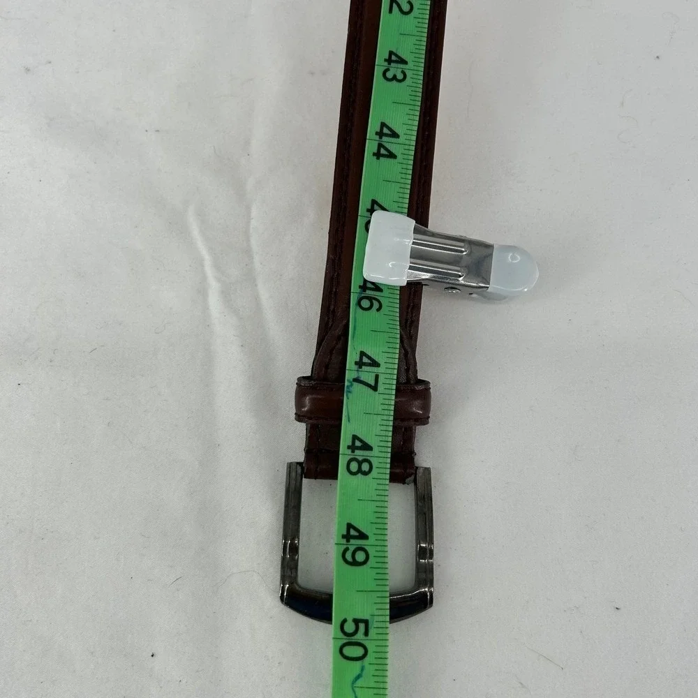 Genuine Leather Dress Belt Mens XL 42-44 Brown Stitched Edge Classic Business